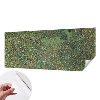 Baby room wall mural with a flower meadow design