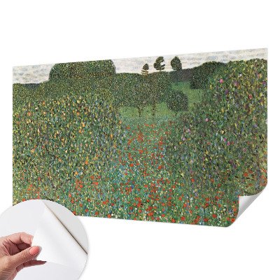 Baby room wall mural with a flower meadow design