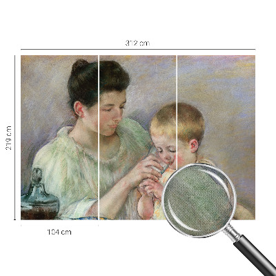 Peel and stick wall mural with a parental care design