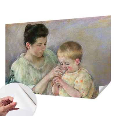 Peel and stick wall mural with a parental care design