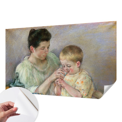 Peel and stick wall mural with a parental care design