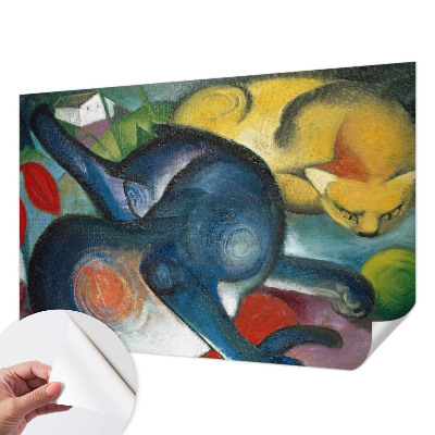 Peel and stick wallpaper mural with cat artwork