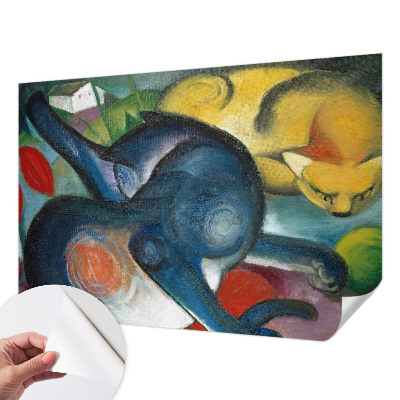 Peel and stick wallpaper mural with cat artwork