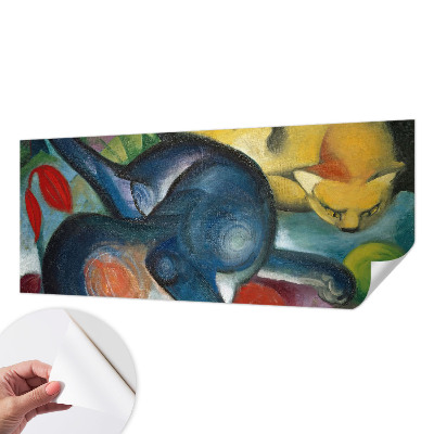 Peel and stick wallpaper mural with cat artwork