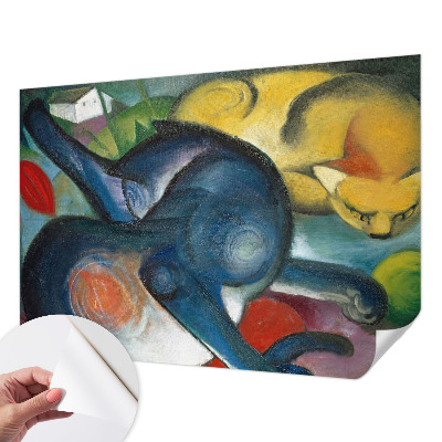 Peel and stick wallpaper mural with cat artwork