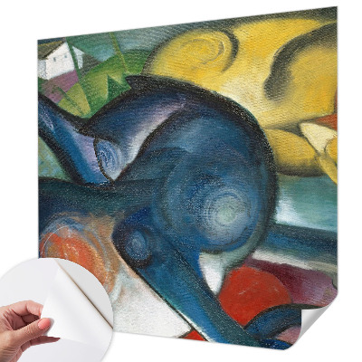 Peel and stick wallpaper mural with cat artwork