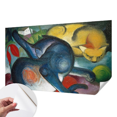 Peel and stick wallpaper mural with cat artwork