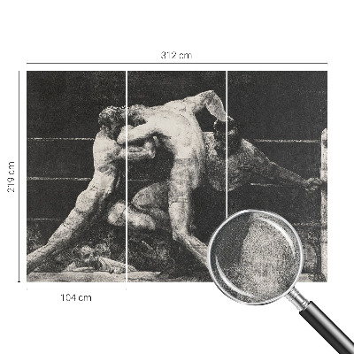 Self-adhesive wall mural featuring a boxers' duel
