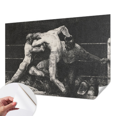 Self-adhesive wall mural featuring a boxers' duel