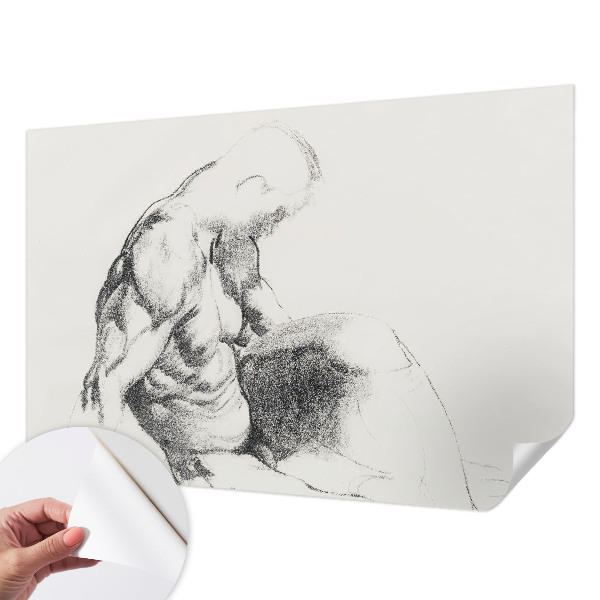 Self-adhesive photo wallpaper with a male sketch motif