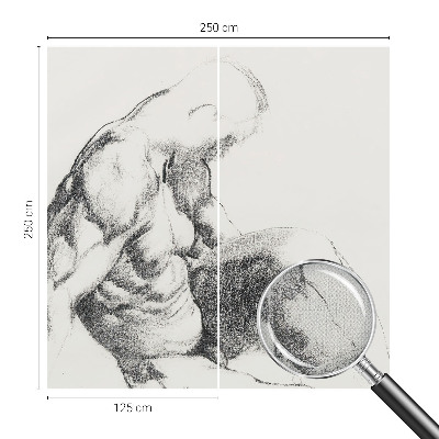 Self-adhesive photo wallpaper with a male sketch motif