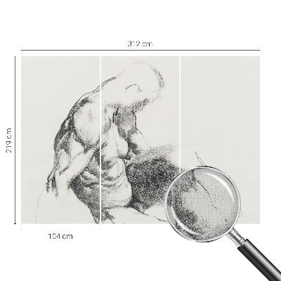 Self-adhesive photo wallpaper with a male sketch motif