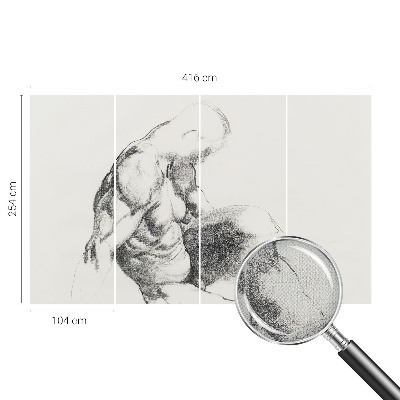 Self-adhesive photo wallpaper with a male sketch motif