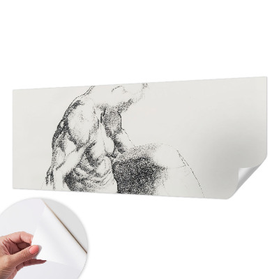 Self-adhesive photo wallpaper with a male sketch motif