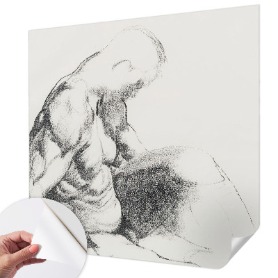 Self-adhesive photo wallpaper with a male sketch motif