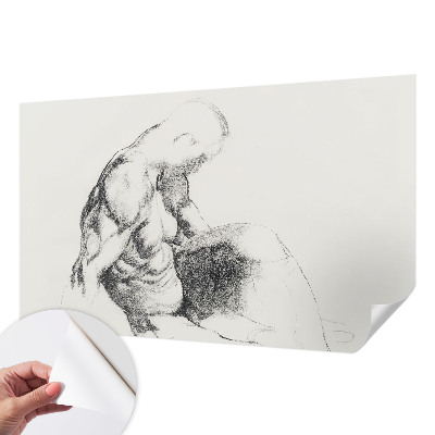 Self-adhesive photo wallpaper with a male sketch motif
