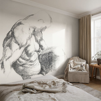 Self-adhesive photo wallpaper with a male sketch motif