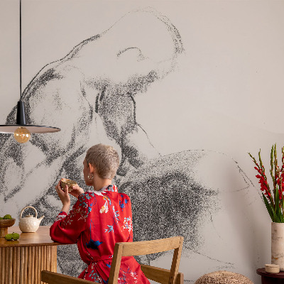 Self-adhesive photo wallpaper with a male sketch motif