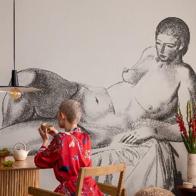 Stick-on wall mural with an artistic nude design