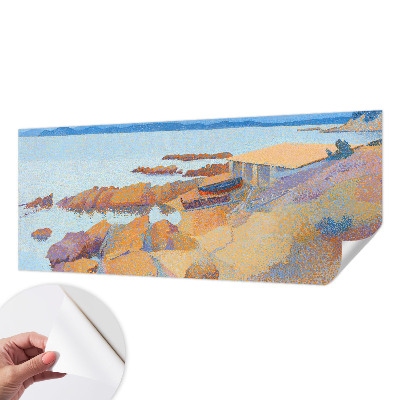 Removable wall mural with a sea view motif