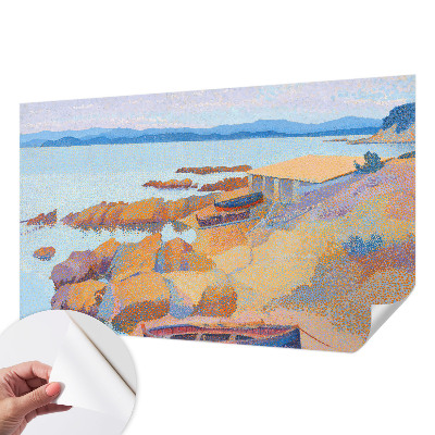 Removable wall mural with a sea view motif