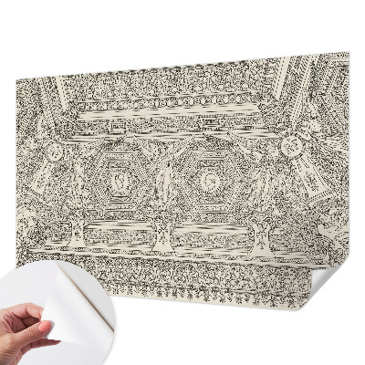 Removable wall mural wallpaper with a classic ornament design