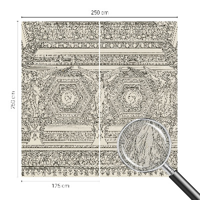 Removable wall mural wallpaper with a classic ornament design