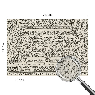 Removable wall mural wallpaper with a classic ornament design