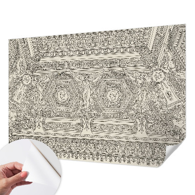 Removable wall mural wallpaper with a classic ornament design