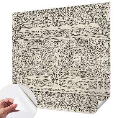 Removable wall mural wallpaper with a classic ornament design