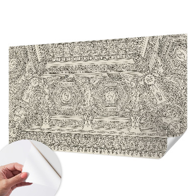 Removable wall mural wallpaper with a classic ornament design