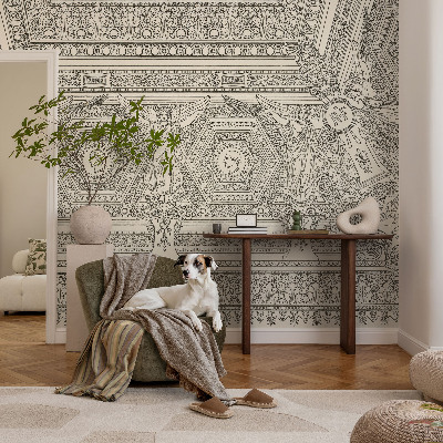 Removable wall mural wallpaper with a classic ornament design
