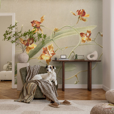 Peel and stick wall mural for bedroom featuring a classic orchid design