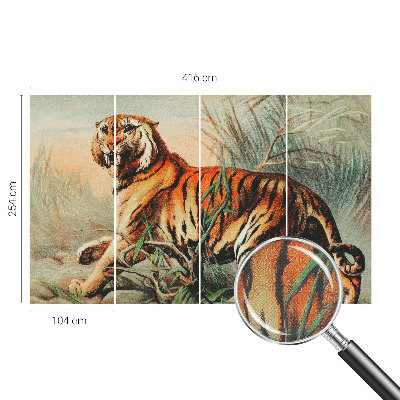 Peel and stick wall mural for kids' room with a tiger and nature motif