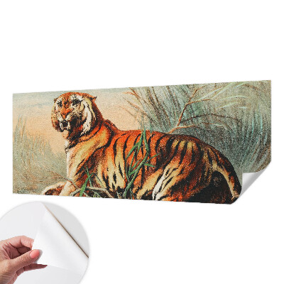 Peel and stick wall mural for kids' room with a tiger and nature motif