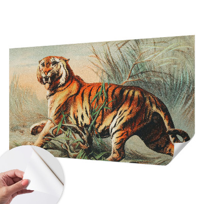 Peel and stick wall mural for kids' room Tiger nature