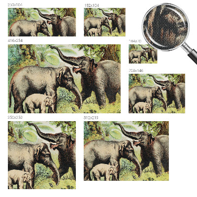 Peel and stick wall mural for living room featuring a family of elephants