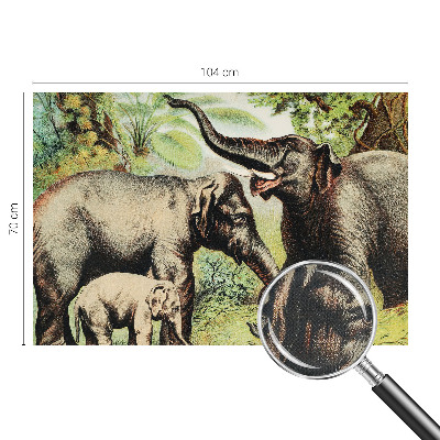 Peel and stick wall mural for living room featuring a family of elephants