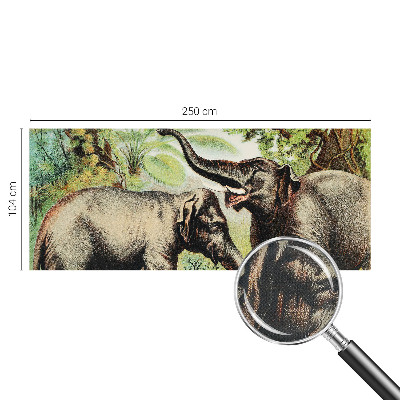 Peel and stick wall mural for living room featuring a family of elephants