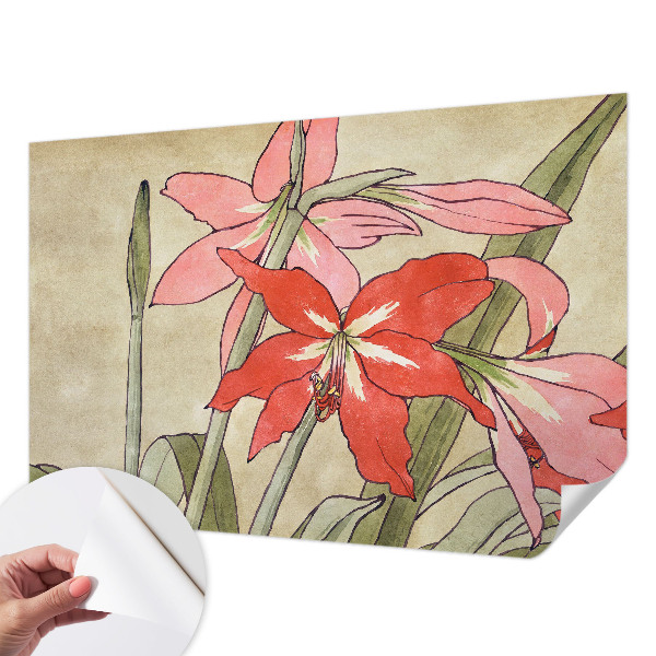 3D wall mural with daylily flower motif