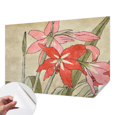3D wall mural with daylily flower motif