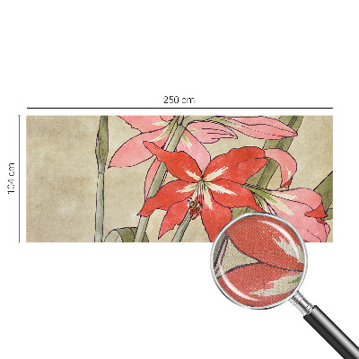 3D wall mural with daylily flower motif