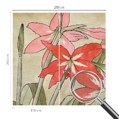 3D wall mural with daylily flower motif