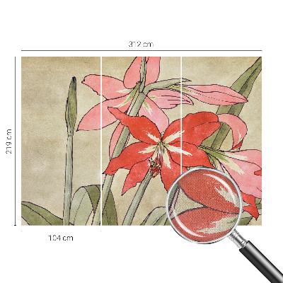 3D wall mural with daylily flower motif