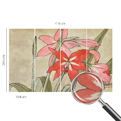 3D wall mural with daylily flower motif