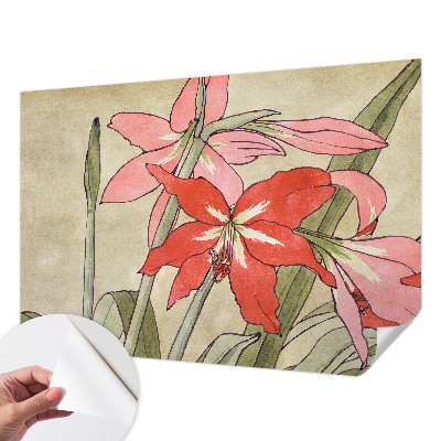 3D wall mural with daylily flower motif