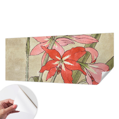 3D wall mural with daylily flower motif