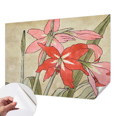 3D wall mural with daylily flower motif