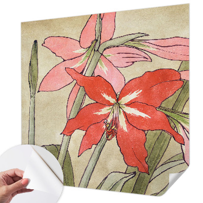 3D wall mural with daylily flower motif