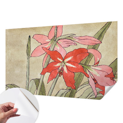 3D wall mural with daylily flower motif